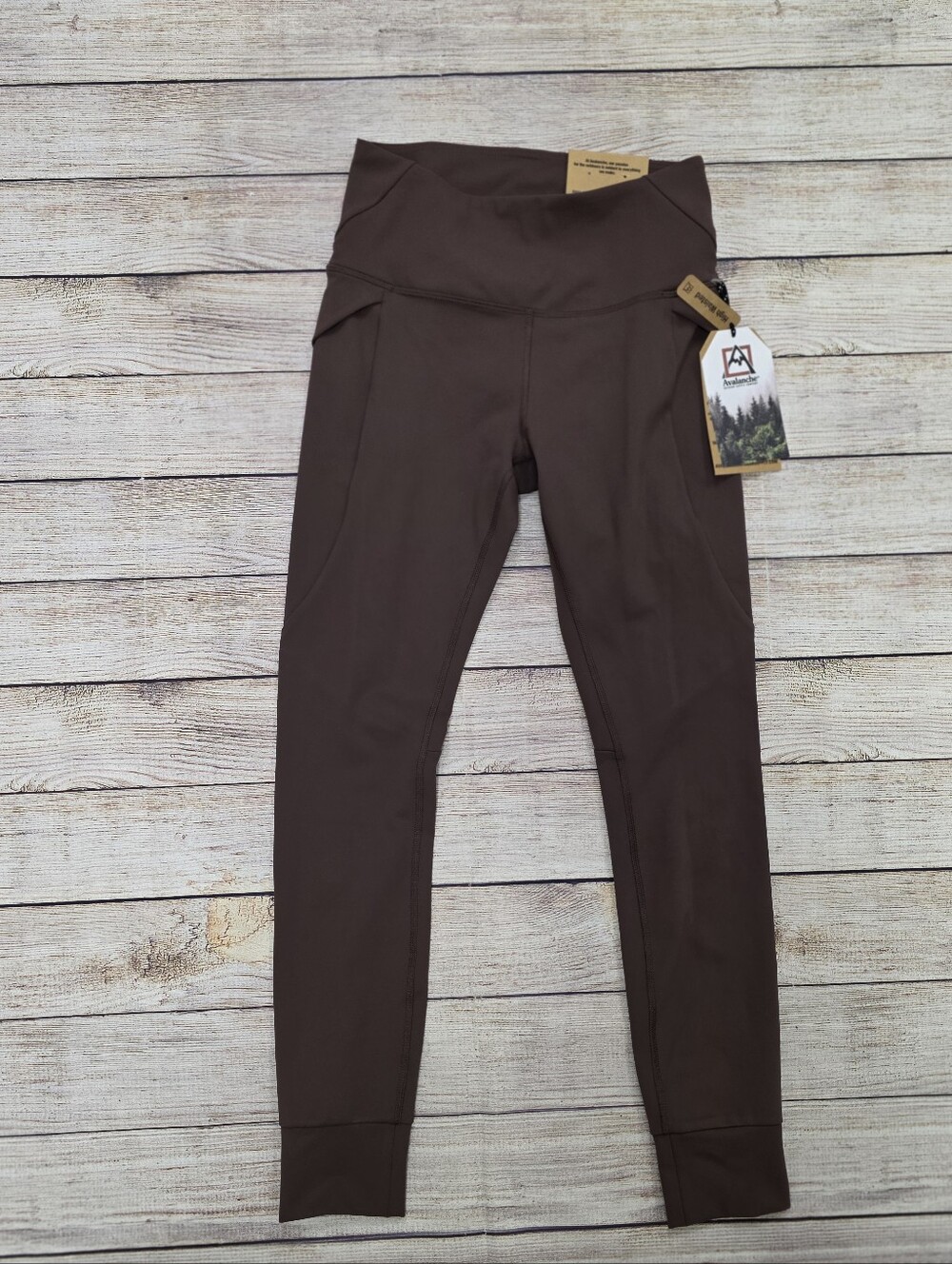 Avalanche Chocolate High-Waist Compression Leggings with Pocket Size‎ Small NWT